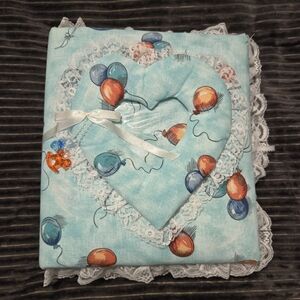 Soft Sky Blue Photo Album Balloon with Lace Trim